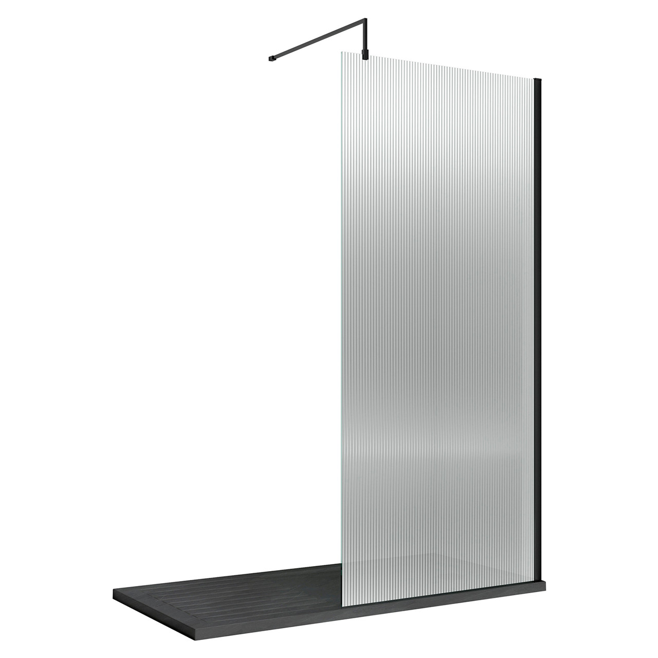 Hudson Reed Fluted Wetroom Shower Screen with Support Bar