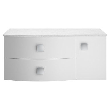 Hudson Reed Satin Moon White Sarenna Wall Hung Vanity Unit With Left Hand Curved White Marble Worktop | | Mdf | 1000Mm