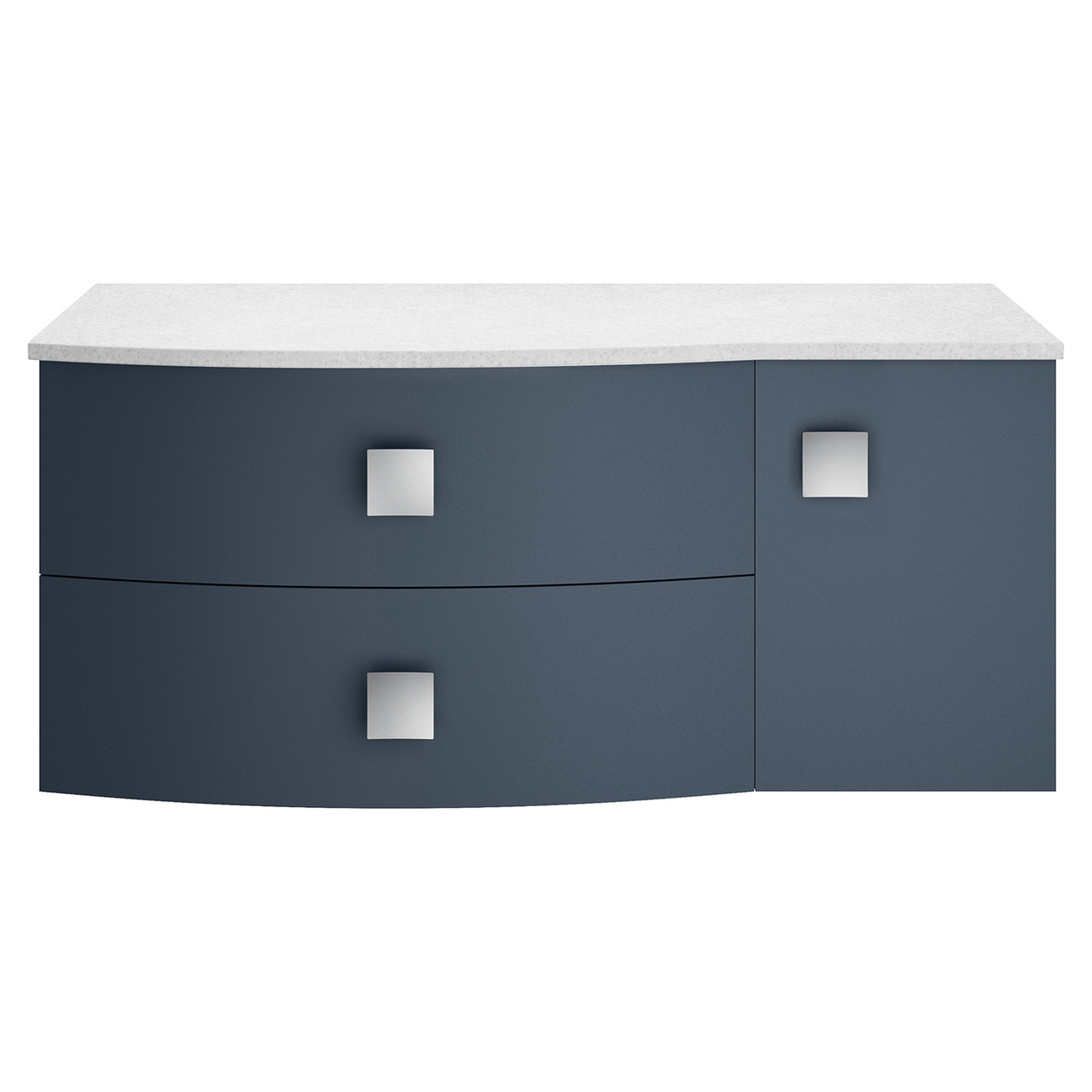 Hudson Reed Sarenna Wall Hung Vanity Unit with Left Hand Curved White Marble Worktop