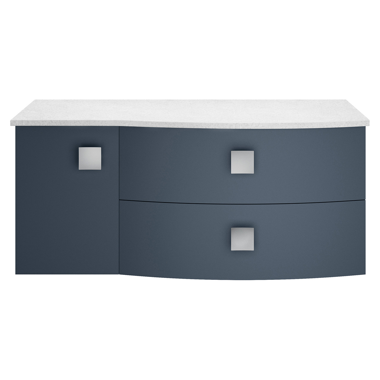 Hudson Reed Sarenna Wall Hung Vanity Unit with Right Hand Curved White Marble Worktop