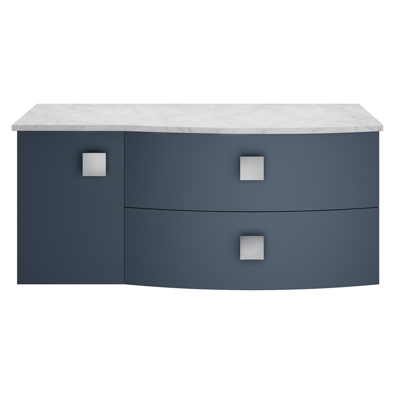 Hudson Reed Sarenna Wall Hung Vanity Unit with Right Hand Curved Grey Marble Worktop