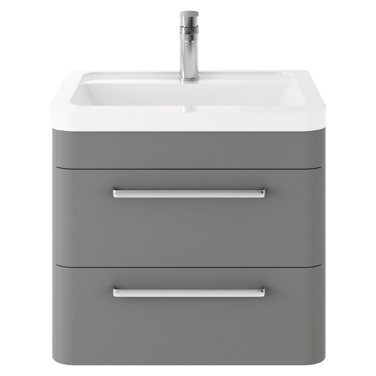 Hudson Reed Solar Matt Wall Hung 2 Drawer Vanity Unit and Ceramic Basin