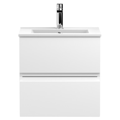 Hudson Reed Satin White Urban Wall Hung Drawer Vanity Unit And Minimalist Ceramic Basin | | Mdf | 500Mm Size 2