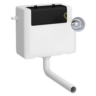 Nuie Concealed Cistern and Traditional Round Dual Flush Push Buttons | Chrome | Plastic | 340mm x 296mm x 142mm