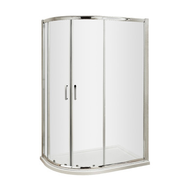 Nuie Polished Chrome Pacific Offset Quadrant Shower Enclosure With Rounded Handle | | Glass/Metal | 1200Mm X 800Mm