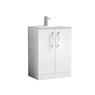 Nuie Gloss White Arno Door Vanity Unit And Minimalist Ceramic Basin | | Mdf | 600Mm Size 2