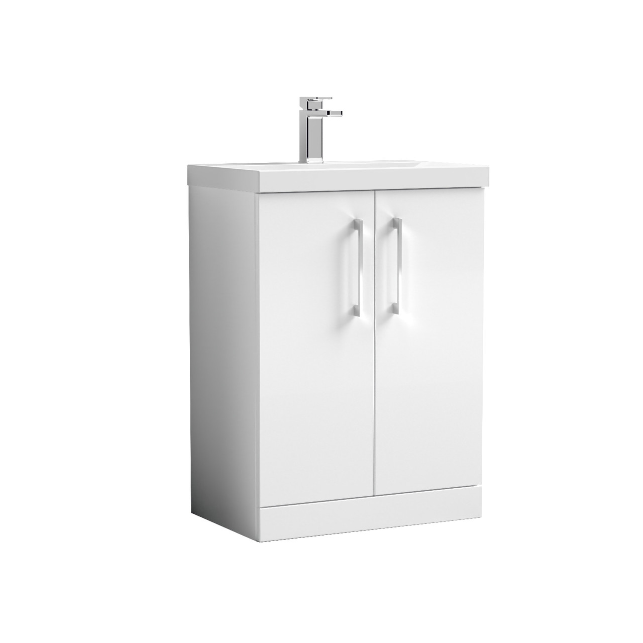 Nuie Gloss White Arno 2 Door Vanity Unit And Mid Edge Ceramic Basin | | Mdf | 600Mm