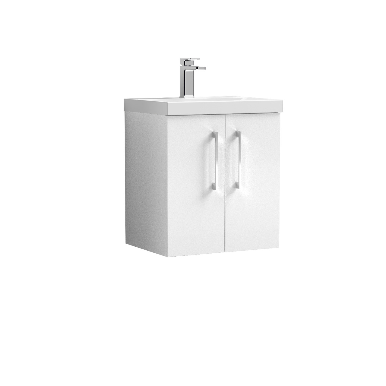 Nuie Arno Wall Hung 2 Door Vanity Unit and Thin Edge Ceramic Basin