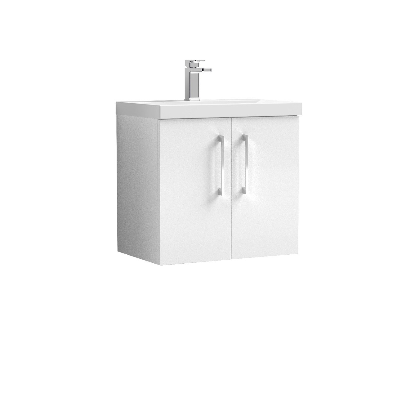 Nuie Arno Wall Hung 2 Door Vanity Unit and Mid Edge Ceramic Basin
