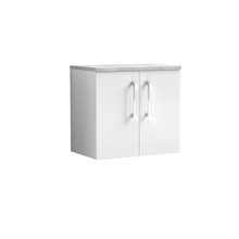 Nuie Arno Wall Hung 2 Door Vanity Unit with Bellato Grey Worktop, alternate view 2