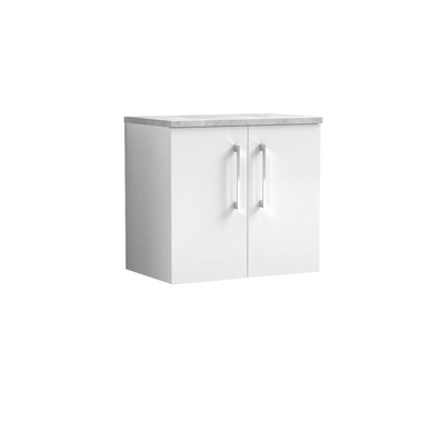 Nuie Arno Wall Hung 2 Door Vanity Unit with Bellato Grey Worktop, alternate view 3