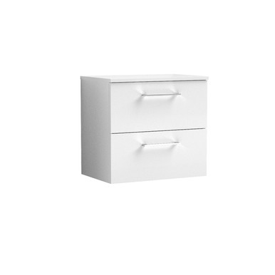 Nuie Gloss White Arno Wall Hung 2 Drawer Vanity Unit With Worktop | | Mdf | 600Mm