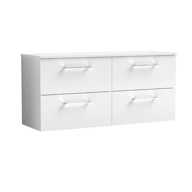 Nuie Gloss White Arno Wall Hung 4 Drawer Vanity Unit With Worktop | | Mdf | 1200Mm