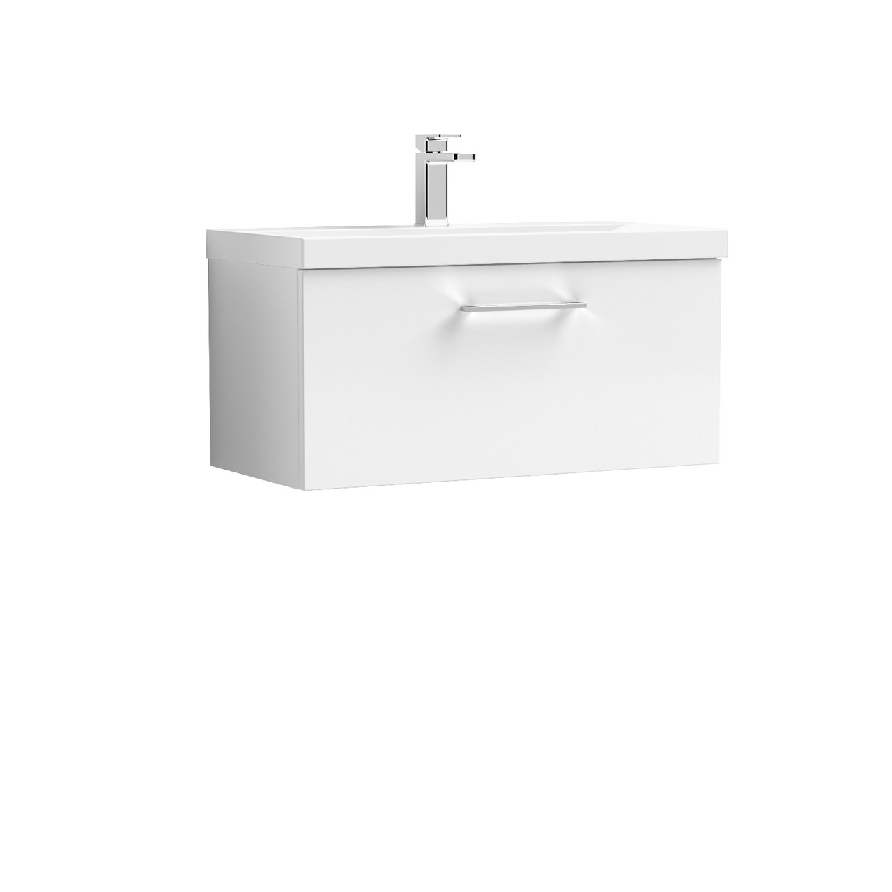 Nuie Arno Wall Hung Single Drawer Vanity Unit and Thin Edge Ceramic Basin
