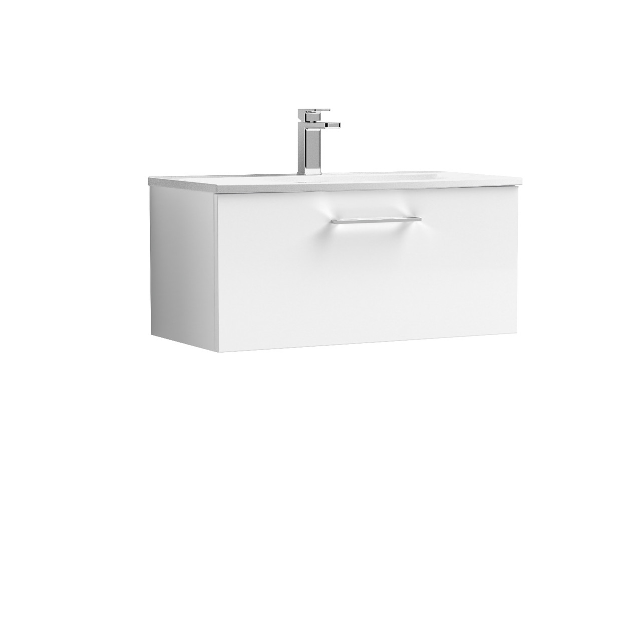 Nuie Arno Wall Hung Single Drawer Vanity Unit and Curved Ceramic Basin