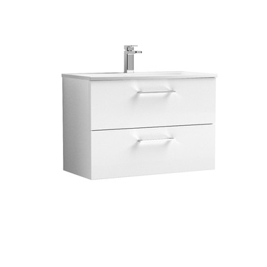 Nuie Gloss White Arno Wall Hung 2 Drawer Vanity Unit And Curved Ceramic Basin | | Mdf | 800Mm