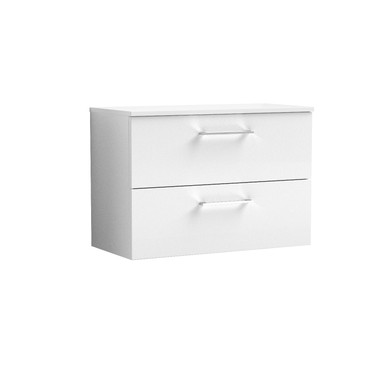 Nuie Gloss White Arno Wall Hung 2 Drawer Vanity Unit With Worktop | | Mdf | 800Mm