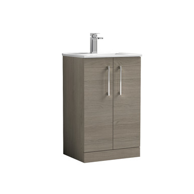 Nuie Solace Oak Arno Woodgrain 2 Door Vanity Unit And Minimalist Ceramic Basin | | Mdf | 500Mm