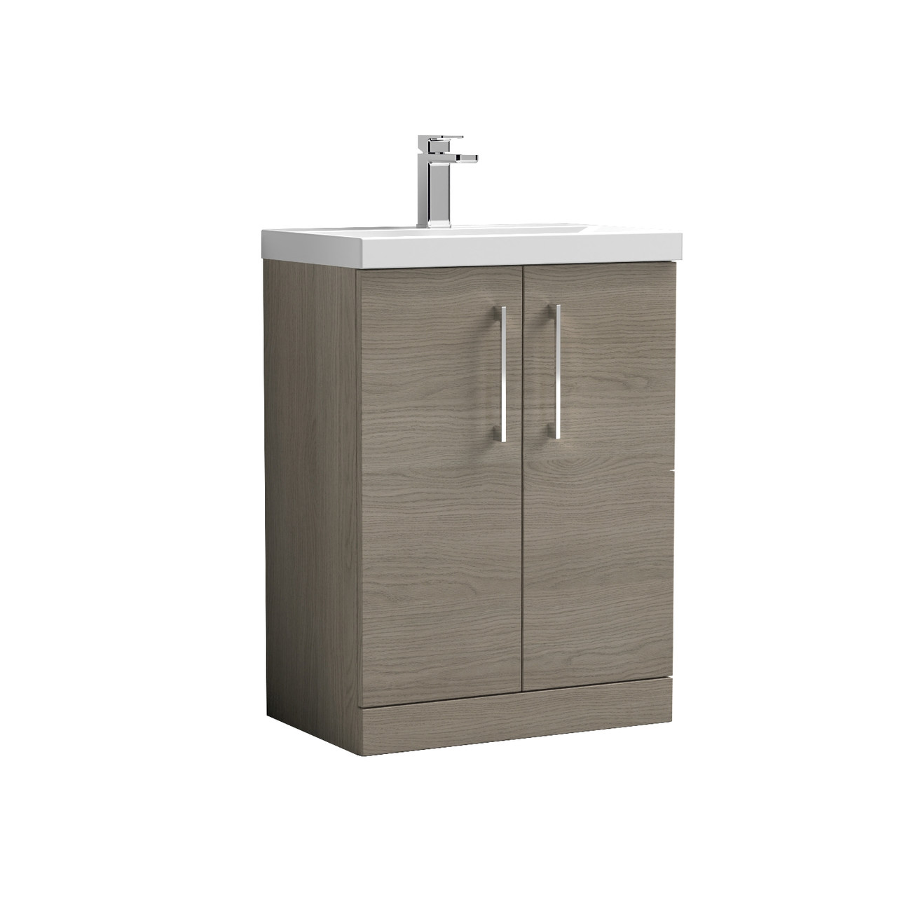 Nuie Arno Woodgrain 2 Door Vanity Unit and Mid Edge Ceramic Basin