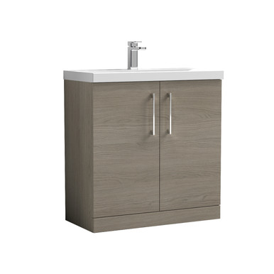 Nuie Solace Oak Arno Woodgrain Door Vanity Unit And Mid Edge Ceramic Basin | | Mdf | 800Mm Size 2