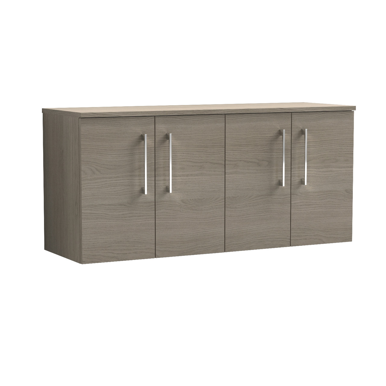 Nuie Solace Oak Arno Woodgrain Wall Hung 4 Door Vanity Unit With Worktop | | Mdf | 1200Mm