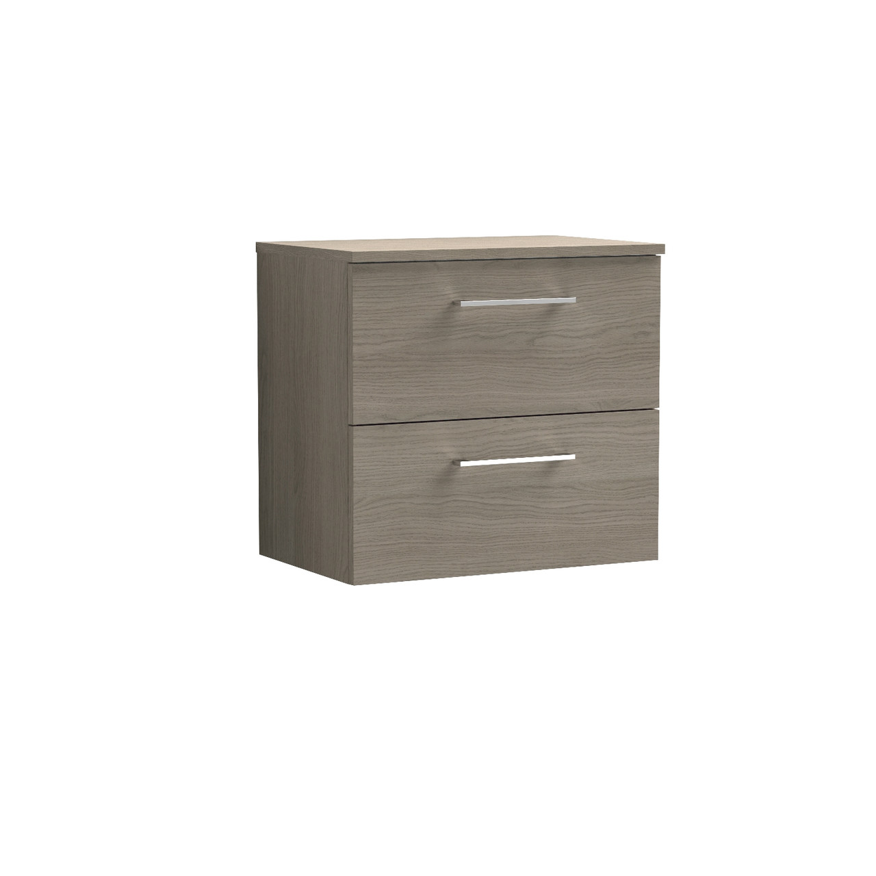 Nuie Arno Woodgrain Wall Hung 2 Drawer Vanity Unit with Worktop