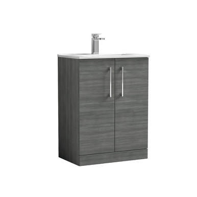 Nuie Anthracite Arno Woodgrain Door Vanity Unit And Minimalist Ceramic Basin | | Mdf | 600Mm Size 2