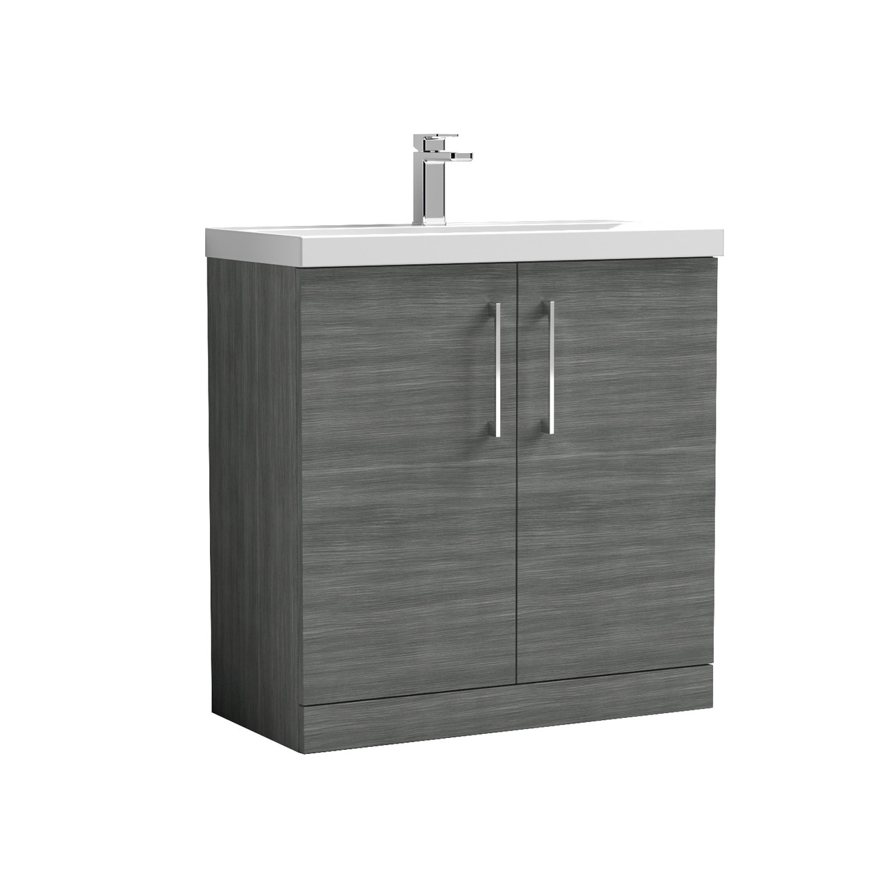 Nuie Arno Woodgrain 2 Door Vanity Unit and Mid Edge Ceramic Basin
