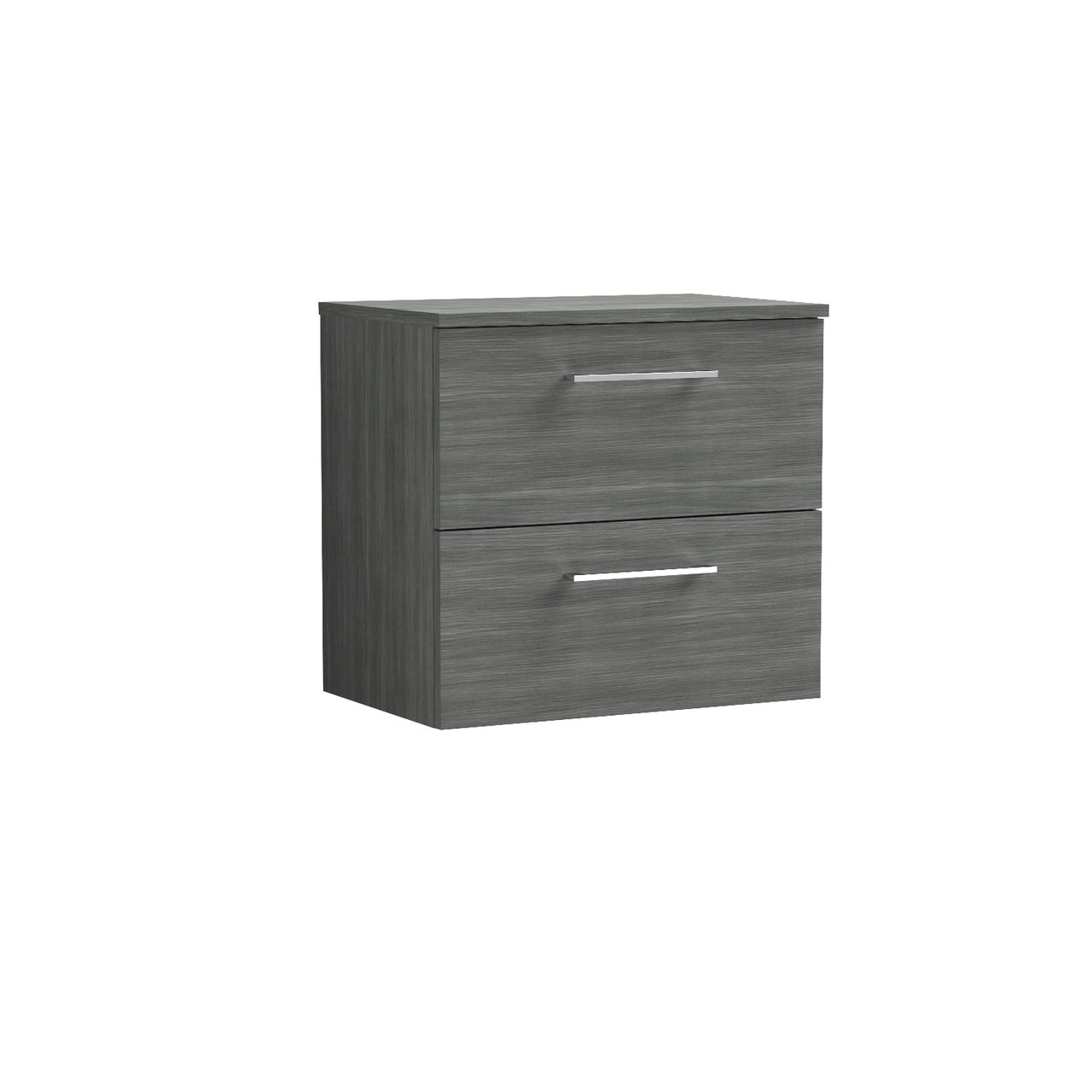 Nuie Arno Woodgrain Wall Hung 2 Drawer Vanity Unit with Worktop