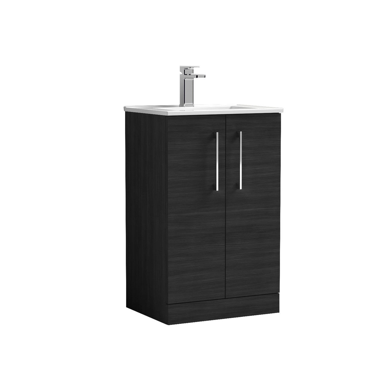 Nuie Arno Woodgrain 2 Door Vanity Unit and Minimalist Ceramic Basin