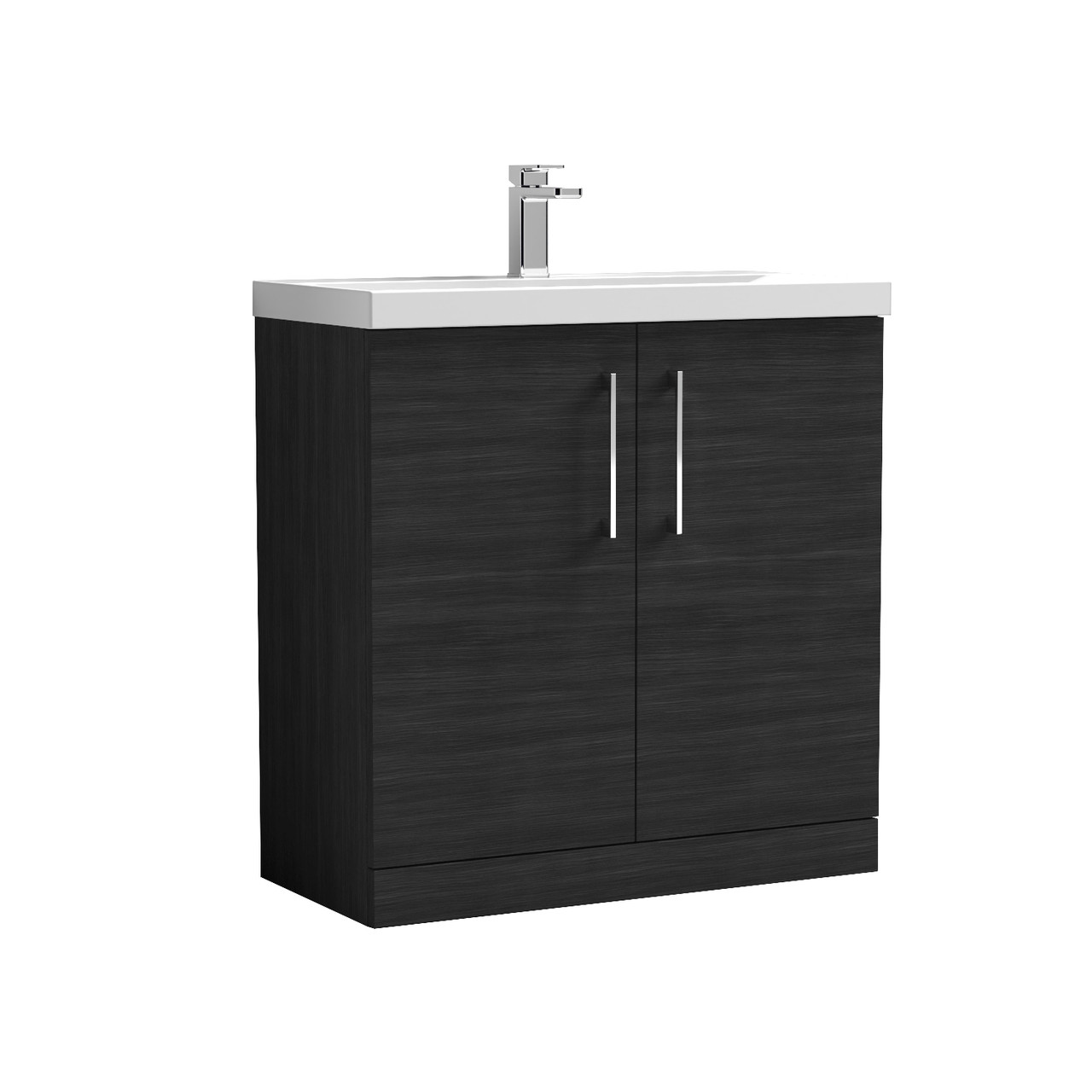 Nuie Arno Woodgrain 2 Door Vanity Unit and Mid Edge Ceramic Basin