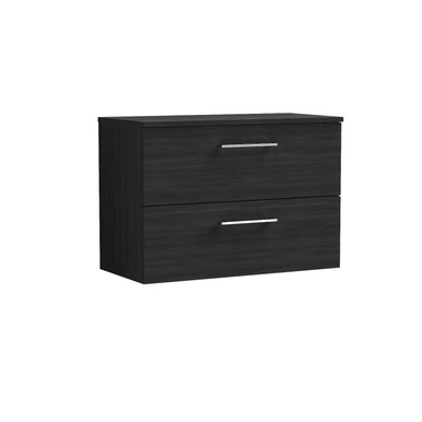 Nuie Charcoal Black Arno Woodgrain Wall Hung Drawer Vanity Unit With Worktop | | Mdf | 800Mm Size 2