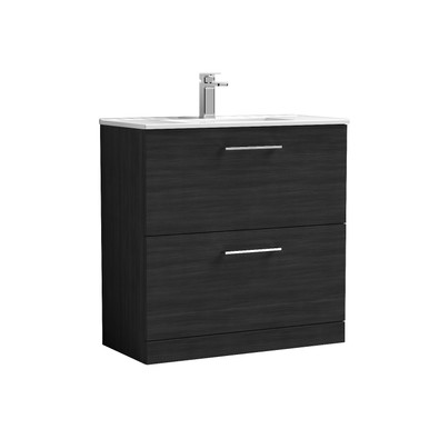 Nuie Charcoal Black Arno Woodgrain Drawer Vanity Unit And Minimalist Ceramic Basin | | Mdf | 800Mm Size 2