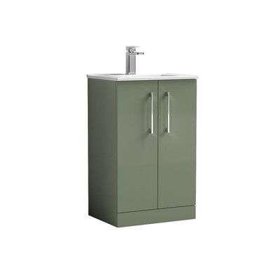 Nuie Satin Green Arno Door Vanity Unit And Minimalist Ceramic Basin | | Mdf | 500Mm Size 2