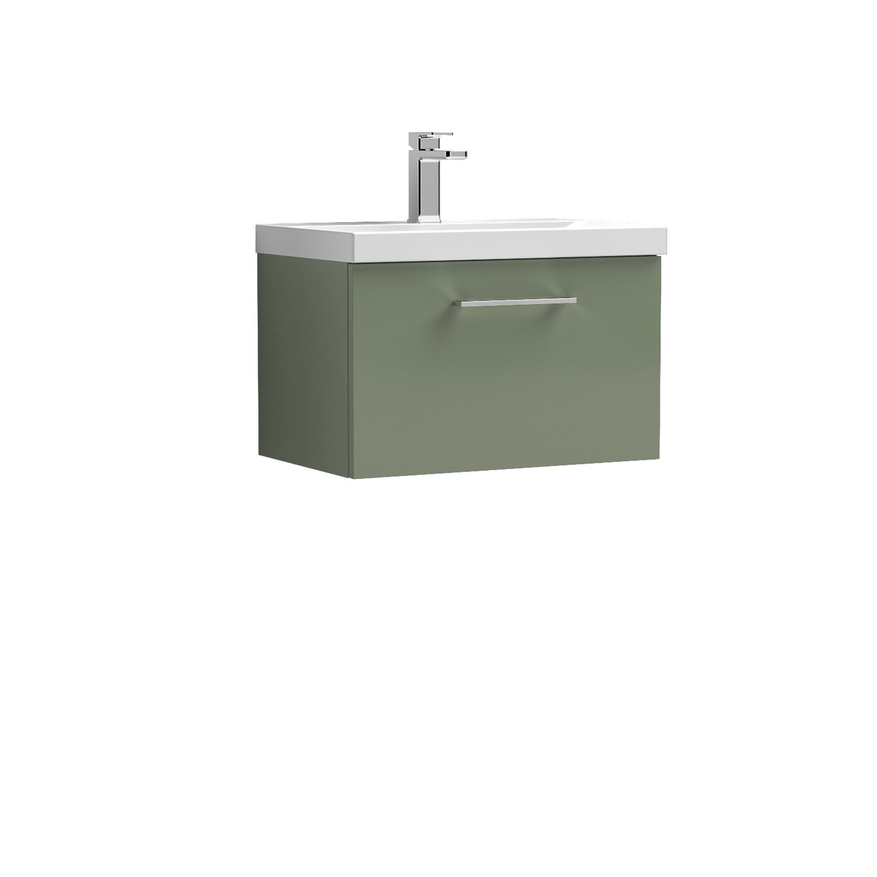 Nuie Arno Wall Hung Single Drawer Vanity Unit and Mid Edge Ceramic Basin