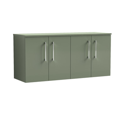 Nuie Satin Green Arno Wall Hung 4 Door Vanity Unit With Worktop | | Mdf | 1200Mm