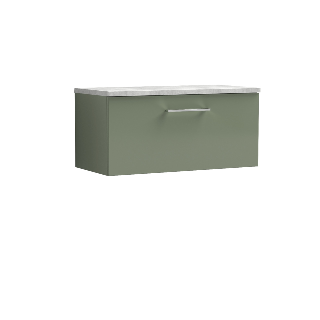 Nuie Arno Wall Hung Single Drawer Vanity Unit with Bellato Grey Worktop