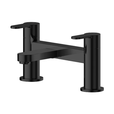 Nuie Matt Black Arvan Deck Mounted Bath Filler Tap | | Brass | 230Mm X 120Mm X 142Mm