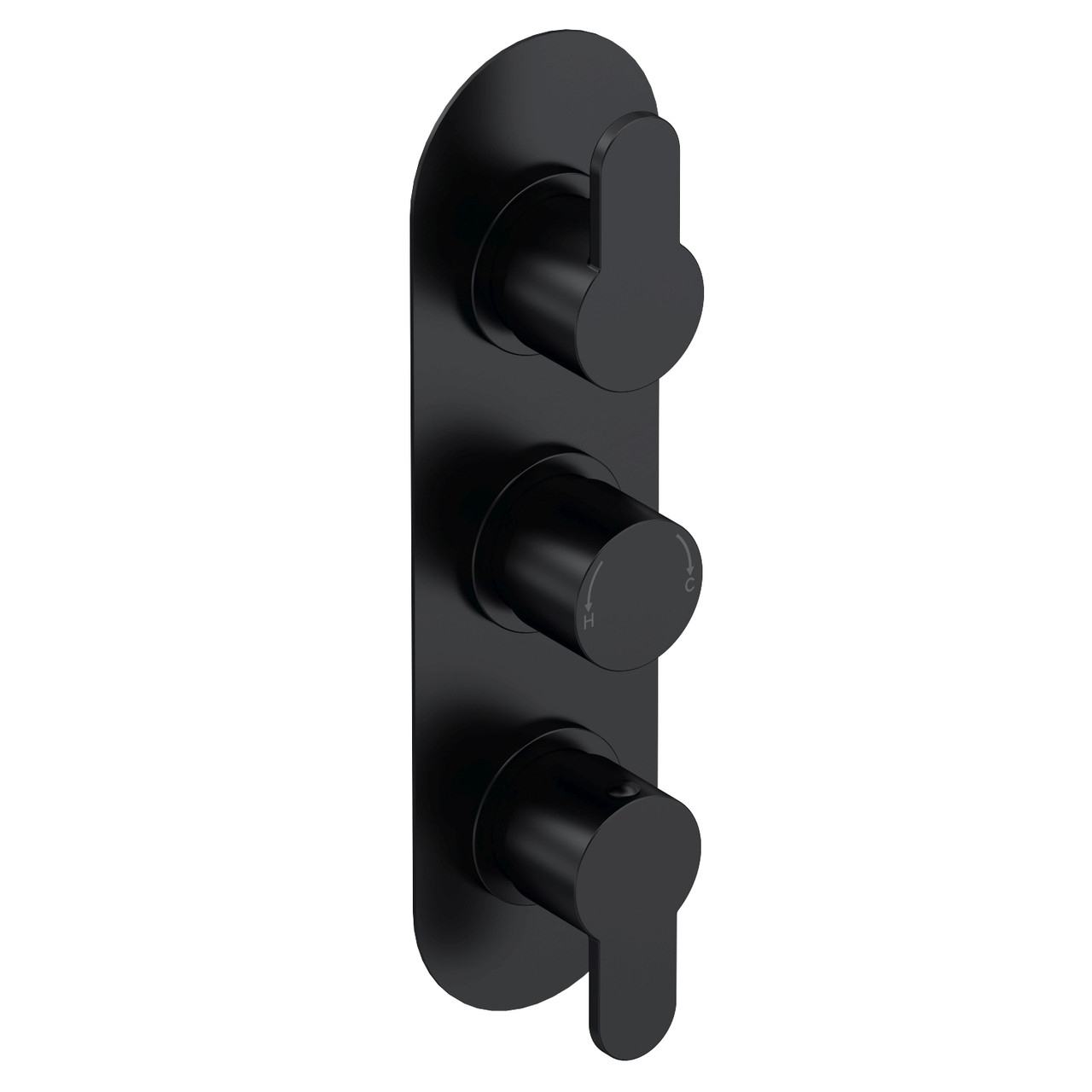 Nuie Matt Black Arvan Triple Concealed Thermostatic Shower Valve With Diverter | | Brass/Abs | 80Mm X 280Mm X 136Mm