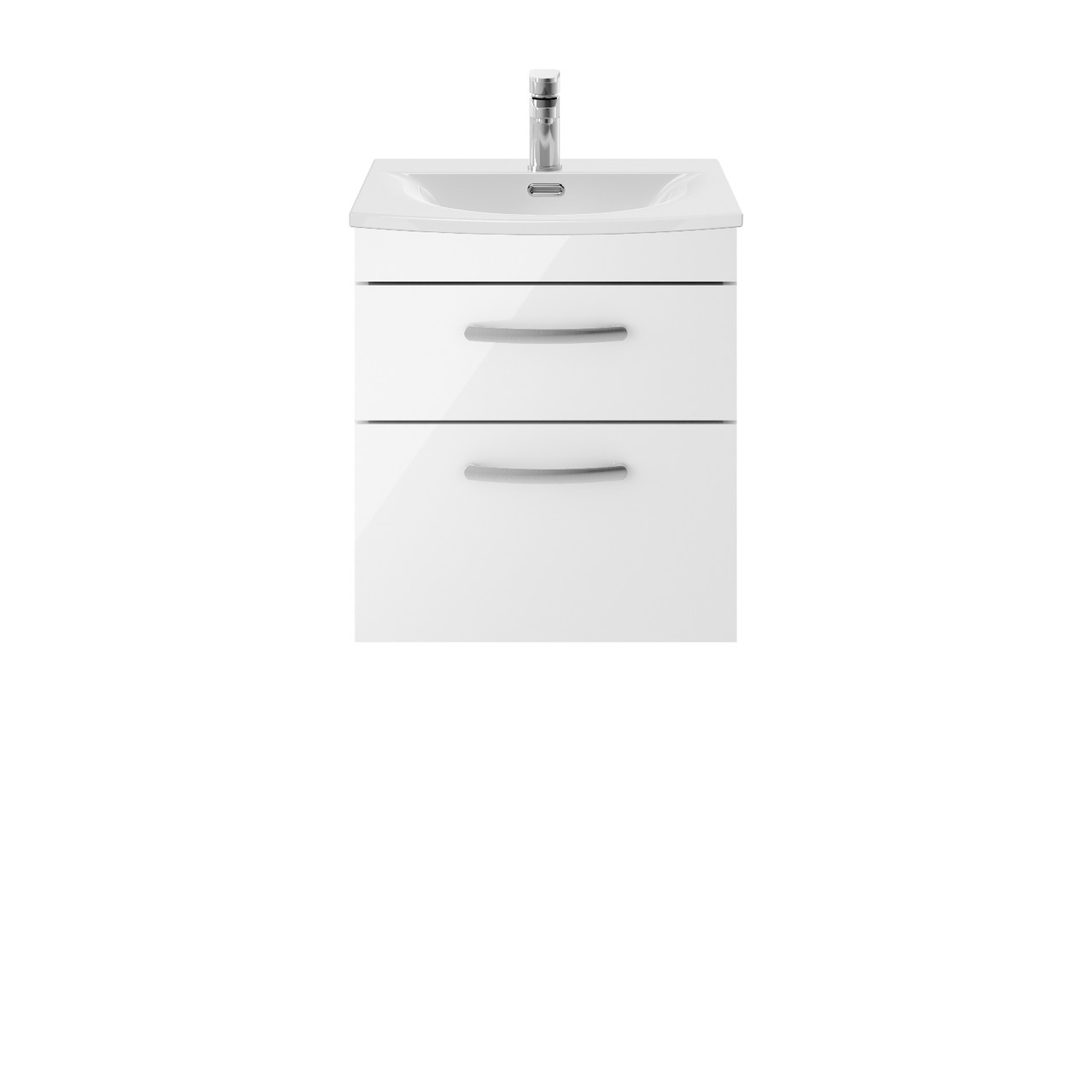 Nuie Athena Wall Hung 2 Drawer Vanity Unit and Curved Ceramic Basin