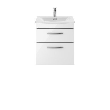 Nuie Gloss White Athena Wall Hung Drawer Vanity Unit And Curved Ceramic Basin | | Mdf | 500Mm Size 2