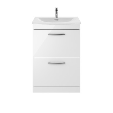 Nuie Gloss White Athena Drawer Vanity Unit And Curved Ceramic Basin | | Mdf | 600Mm Size 2