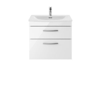 Nuie Gloss White Athena Wall Hung Drawer Vanity Unit And Curved Ceramic Basin | | Mdf | 600Mm Size 2