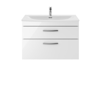 Nuie Gloss White Athena Wall Hung Drawer Vanity Unit And Curved Ceramic Basin | | Mdf | 800Mm Size 2