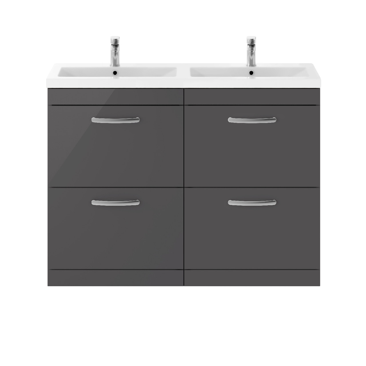 Nuie Athena 4 Drawer Vanity Unit and Double Ceramic Basins
