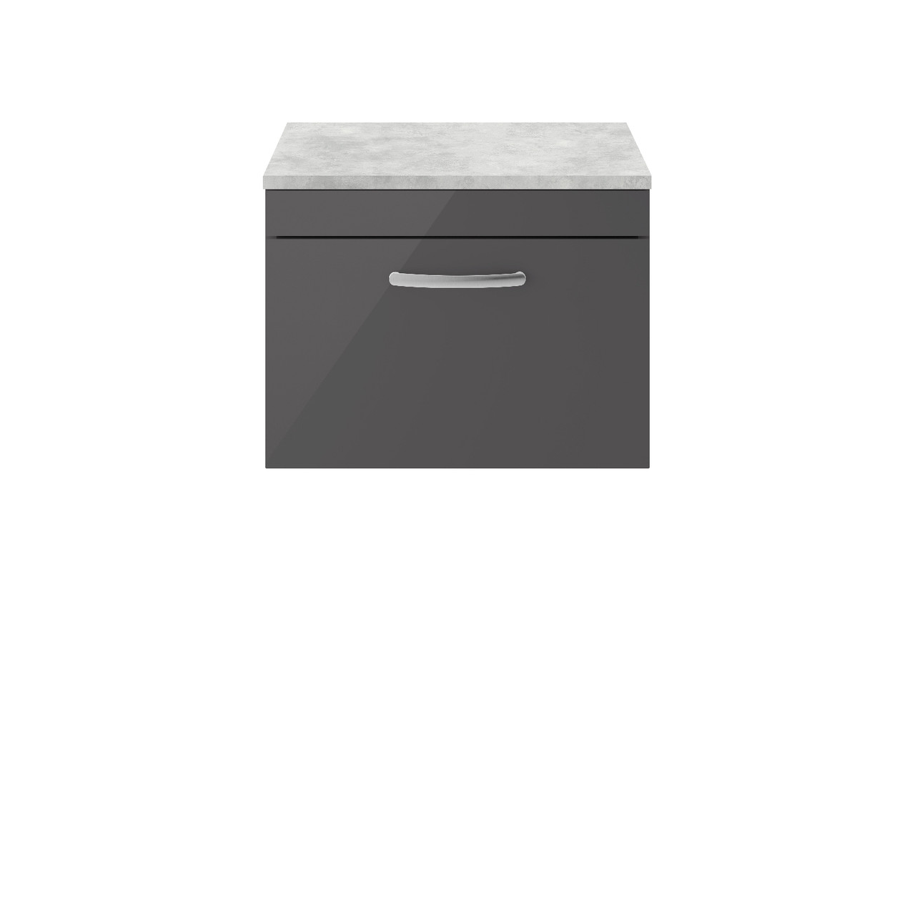Nuie Athena Wall Hung Single Drawer Vanity Unit with Bellato Grey Worktop