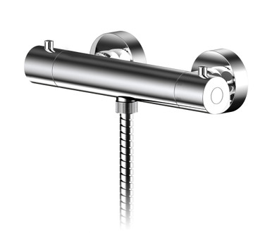 Nuie Chrome Binsey Round Thermostatic Shower Bar Valve With Bottom Outlet | | Brass/Abs | 275Mm X 55Mm X 72Mm