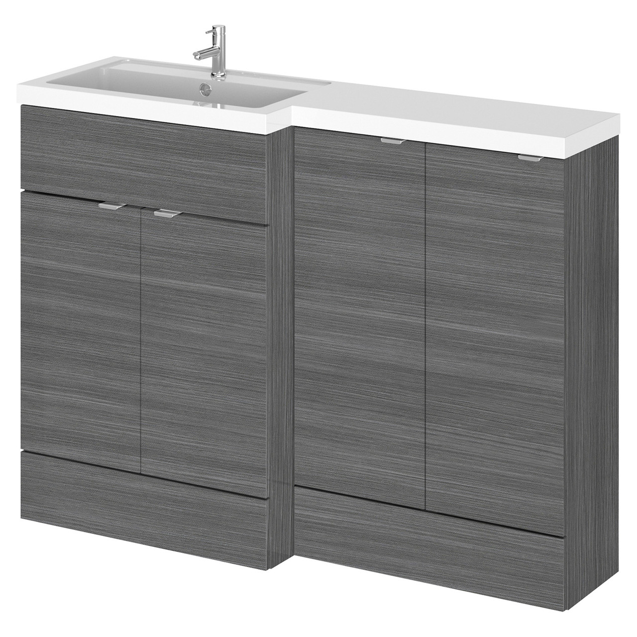 Hudson Reed Fusion Woodgrain 4 Door Combination Left Hand Basin Vanity Unit