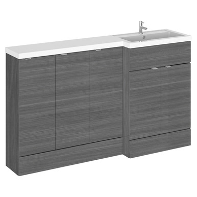 Hudson Reed Anthracite Fusion Woodgrain 5 Door Combination Right Hand Basin Vanity Unit | | Mdf | 1500Mm