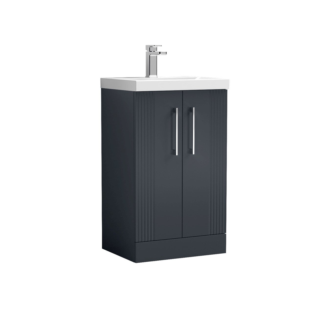 Nuie Deco Satin 2 Door Vanity Unit and Mid Edge Ceramic Basin